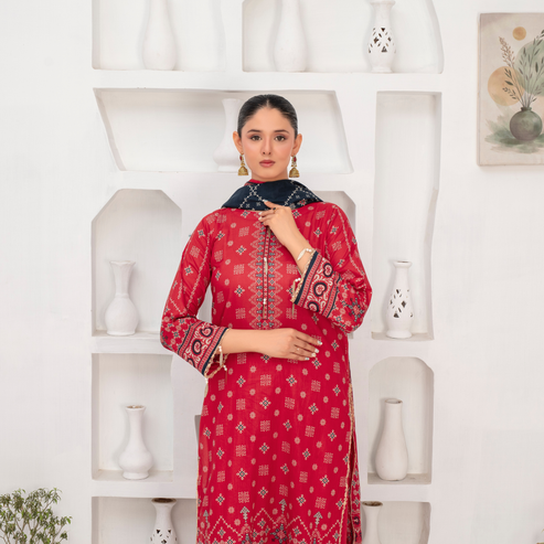 Popus by MGM Textiles – "Ruby Ombre" Stitched 3-Piece Printed Lawn Suit