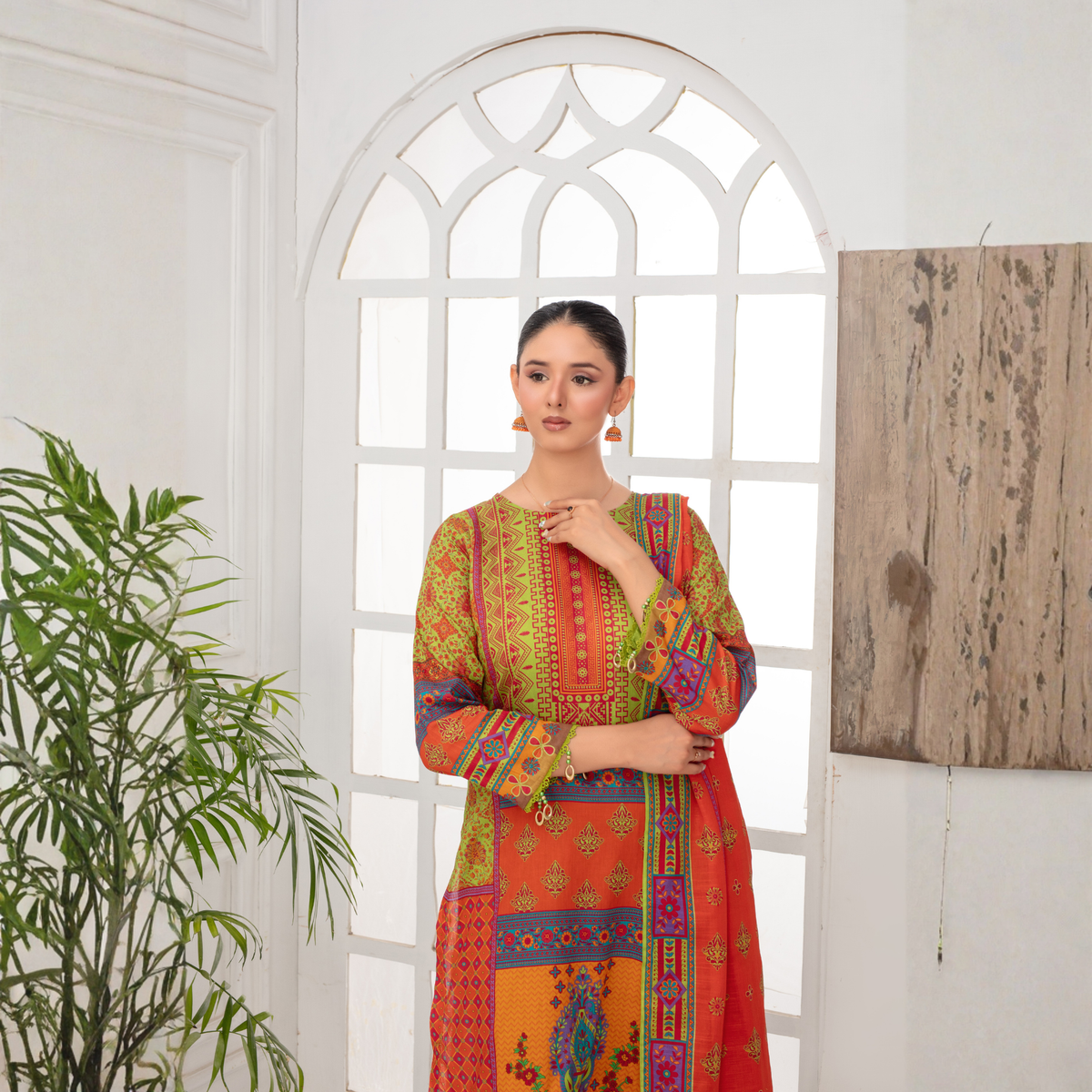 Popus by MGM Textiles – "Vibrant Mosaic" Stitched 3-Piece Printed Lawn Suit