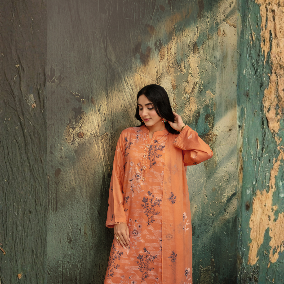 Popus Luxury Soft Karandi 3-Piece Unstitched Suit (Embroidered Shirt & Chiffon Dupatta)