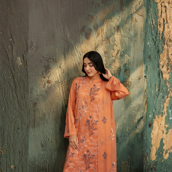Popus Luxury Soft Karandi 3-Piece Unstitched Suit (Embroidered Shirt & Chiffon Dupatta)