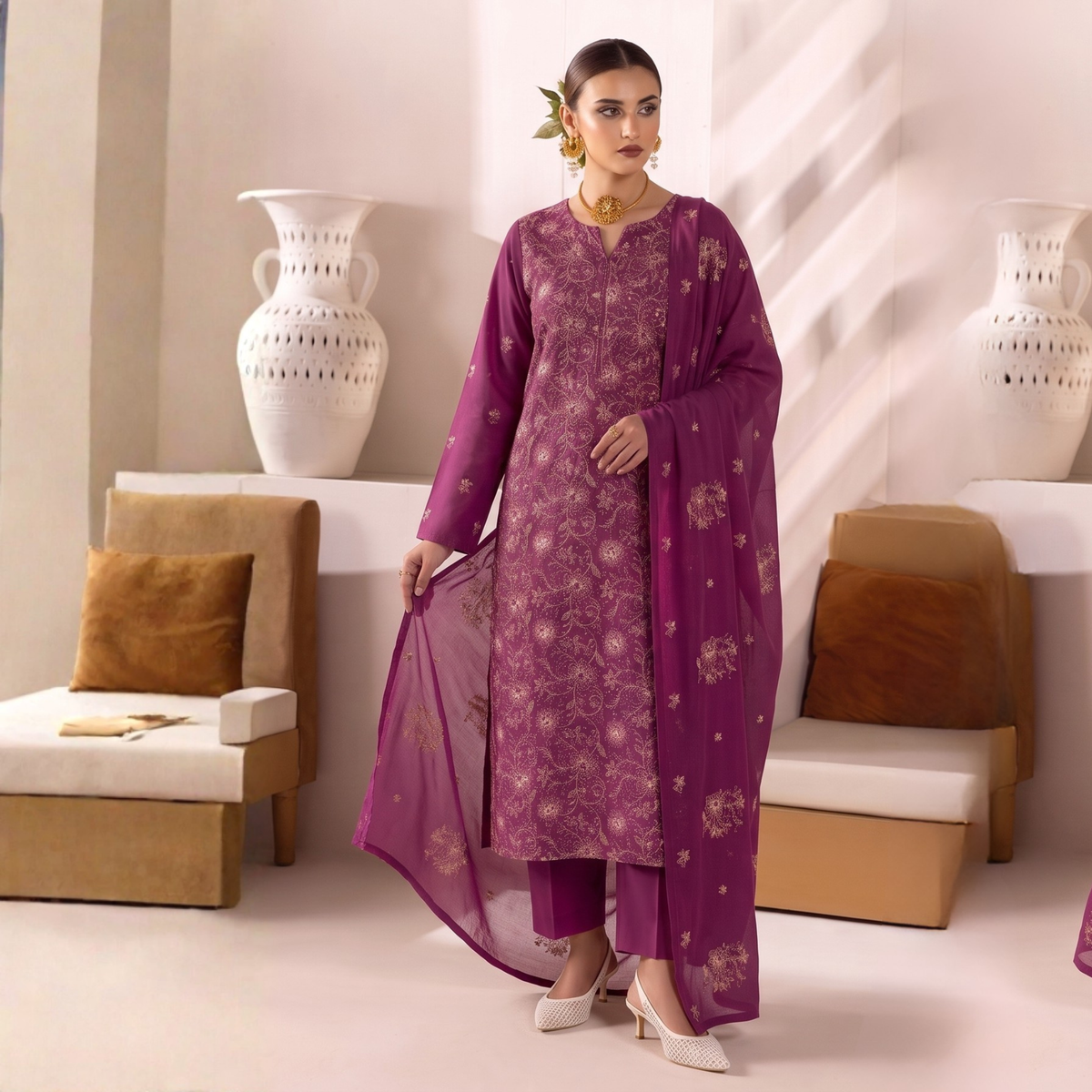 Embroidered 3-Piece Unstitched Suit
