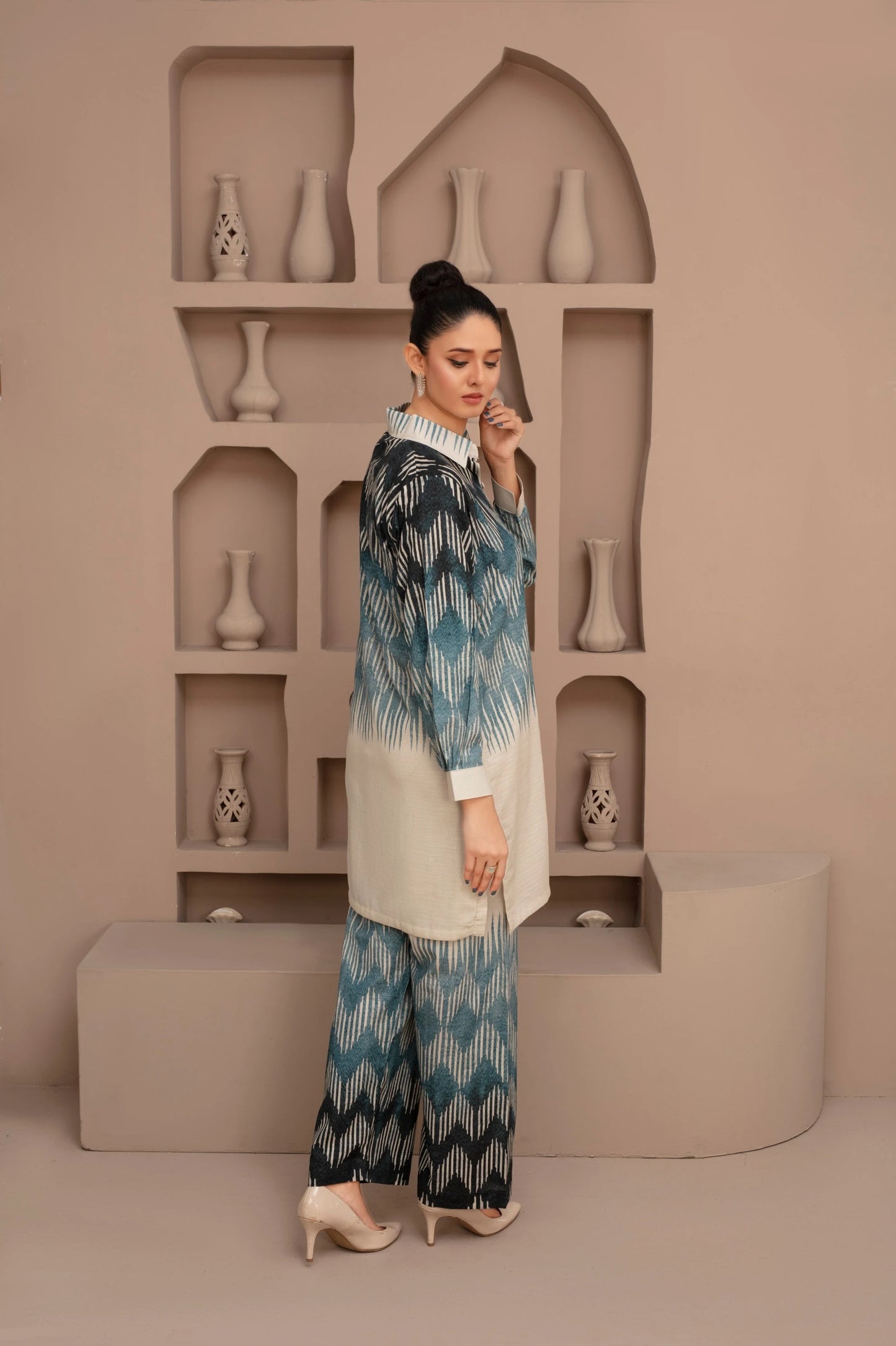 Popus Premium 3-Piece Viscose - Print Trouser Winter Suit