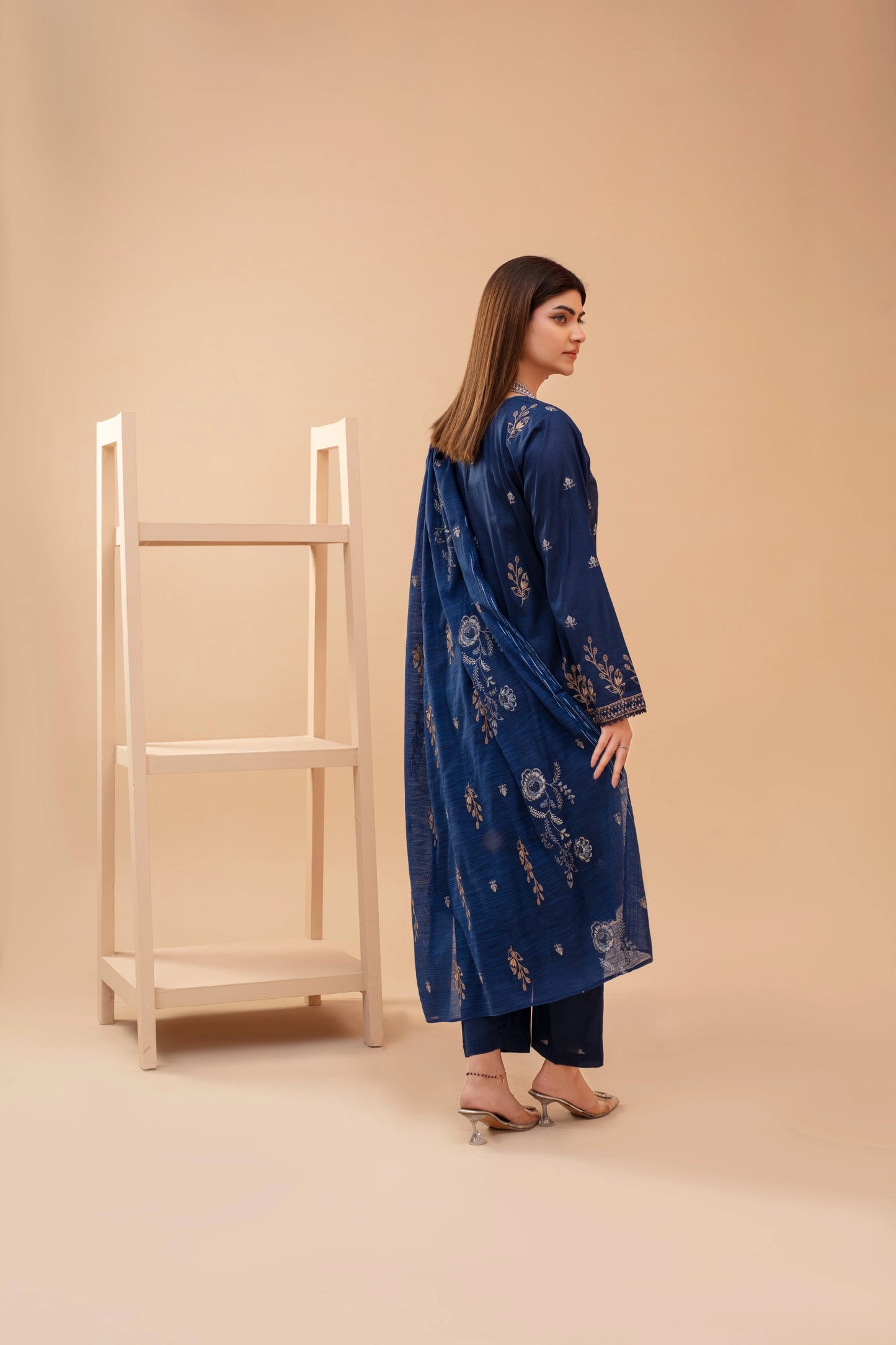 Popus Three Piece Embroidered Lawn Suit With Embroidered Fancy Dupata