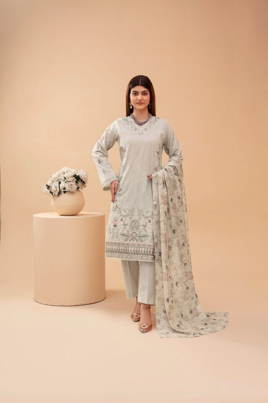 Popus Three Piece Embroidered Lawn Suit With Embroidered Fancy Dupata