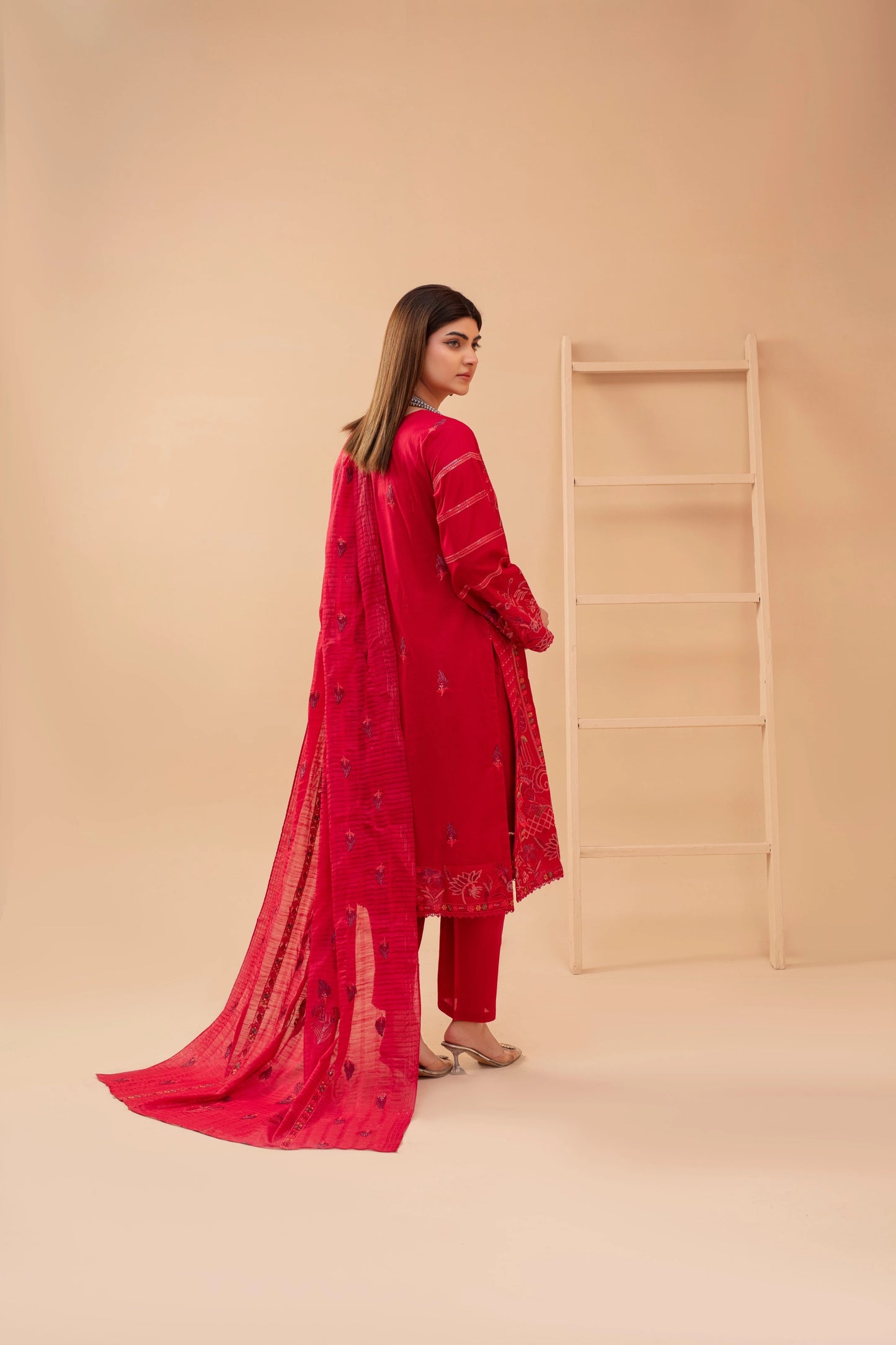 Popus Three Piece Embroidered Lawn Suit With Embroidered Fancy Dupata