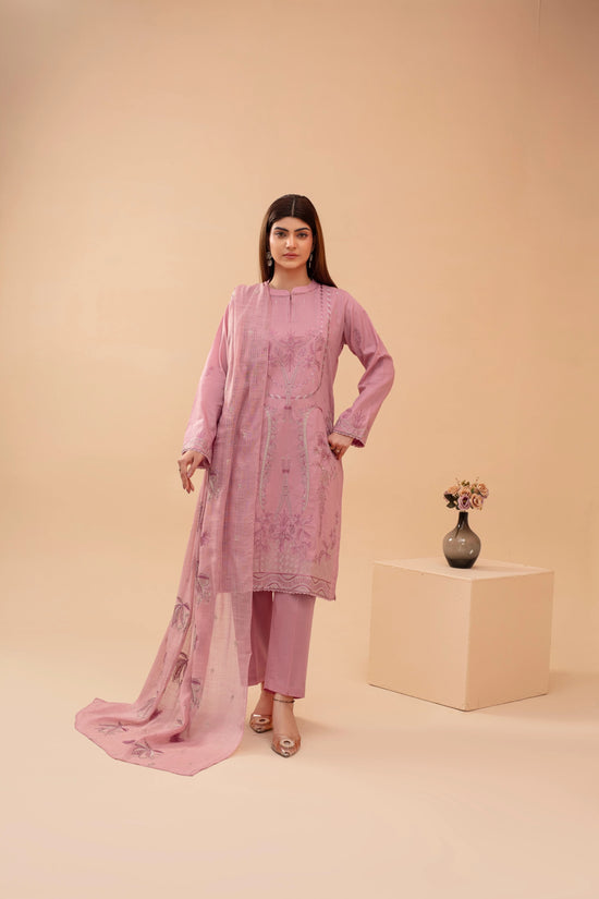 Popus Three Piece Embroidered Lawn Suit With Embroidered Fancy Dupata