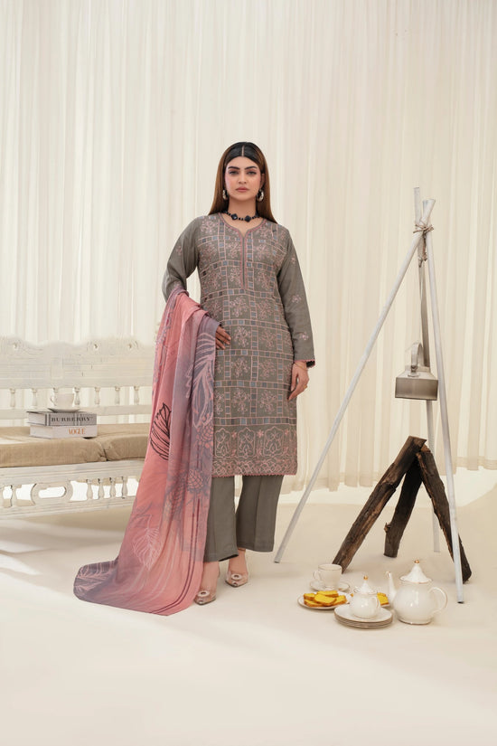 Popus Karandi By Karandi Embroidery Three Piece Suit With Soft dupata