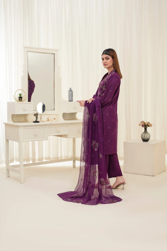 Popus Karandi By Karandi Embroidery Three Piece Suit With Embroidery Dupata