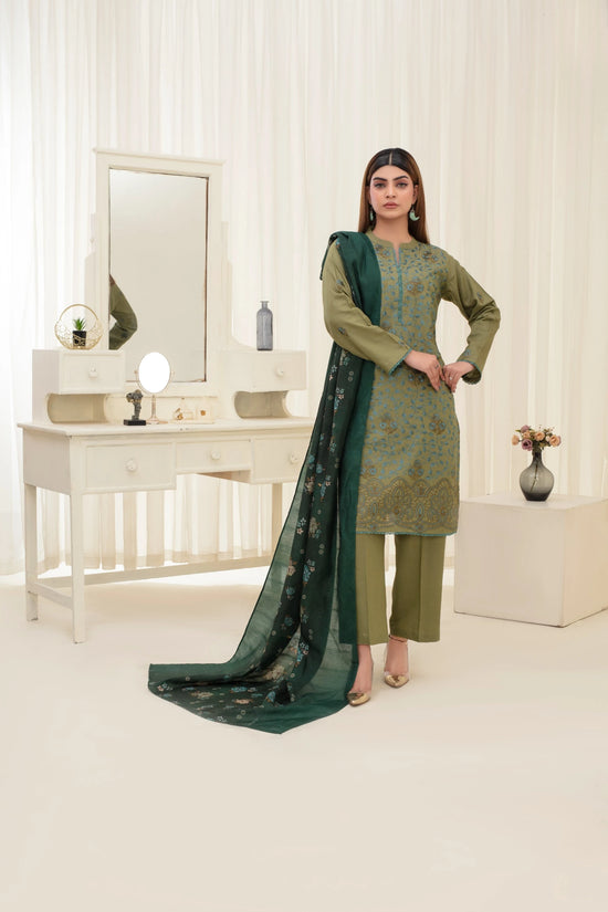 Popus Karandi By Karandi Embroidery Three Piece Suit With Embroidery Dupata