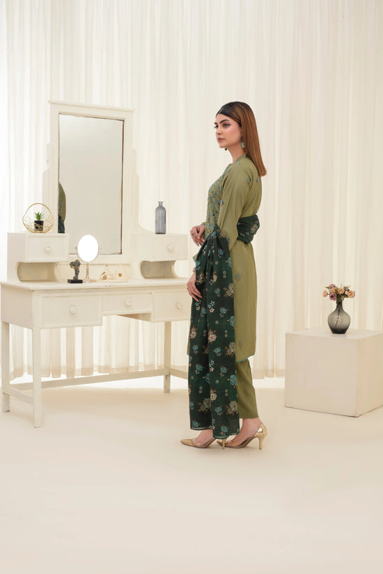 Popus Karandi By Karandi Embroidery Three Piece Suit With Embroidery Dupata