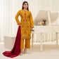 Popus Karandi By Karandi Embroidery Three Piece Suit With Soft Velvet Shawl