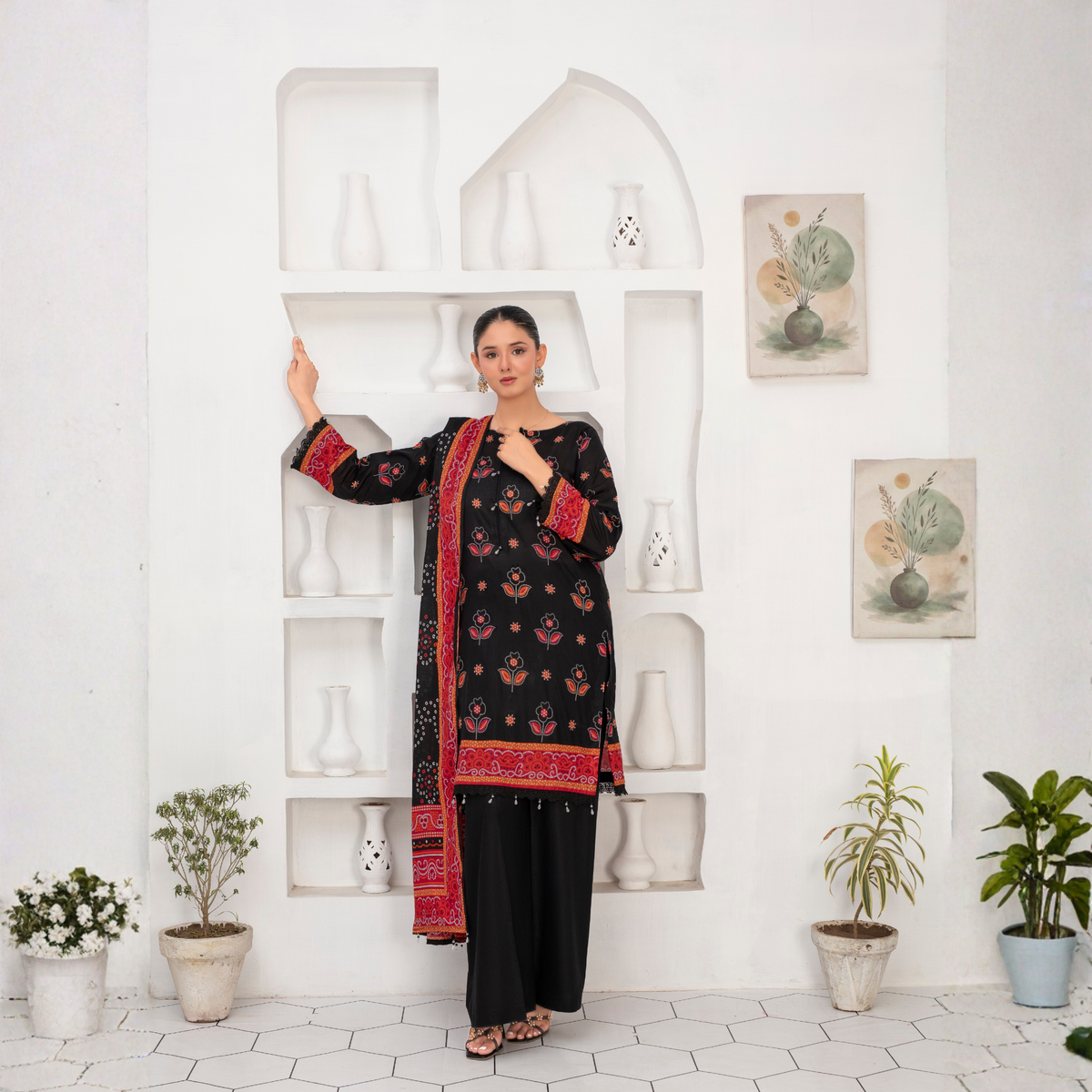 Popus by MGM Textiles – "Midnight Chunri" Stitched 3-Piece Printed Lawn Suit
