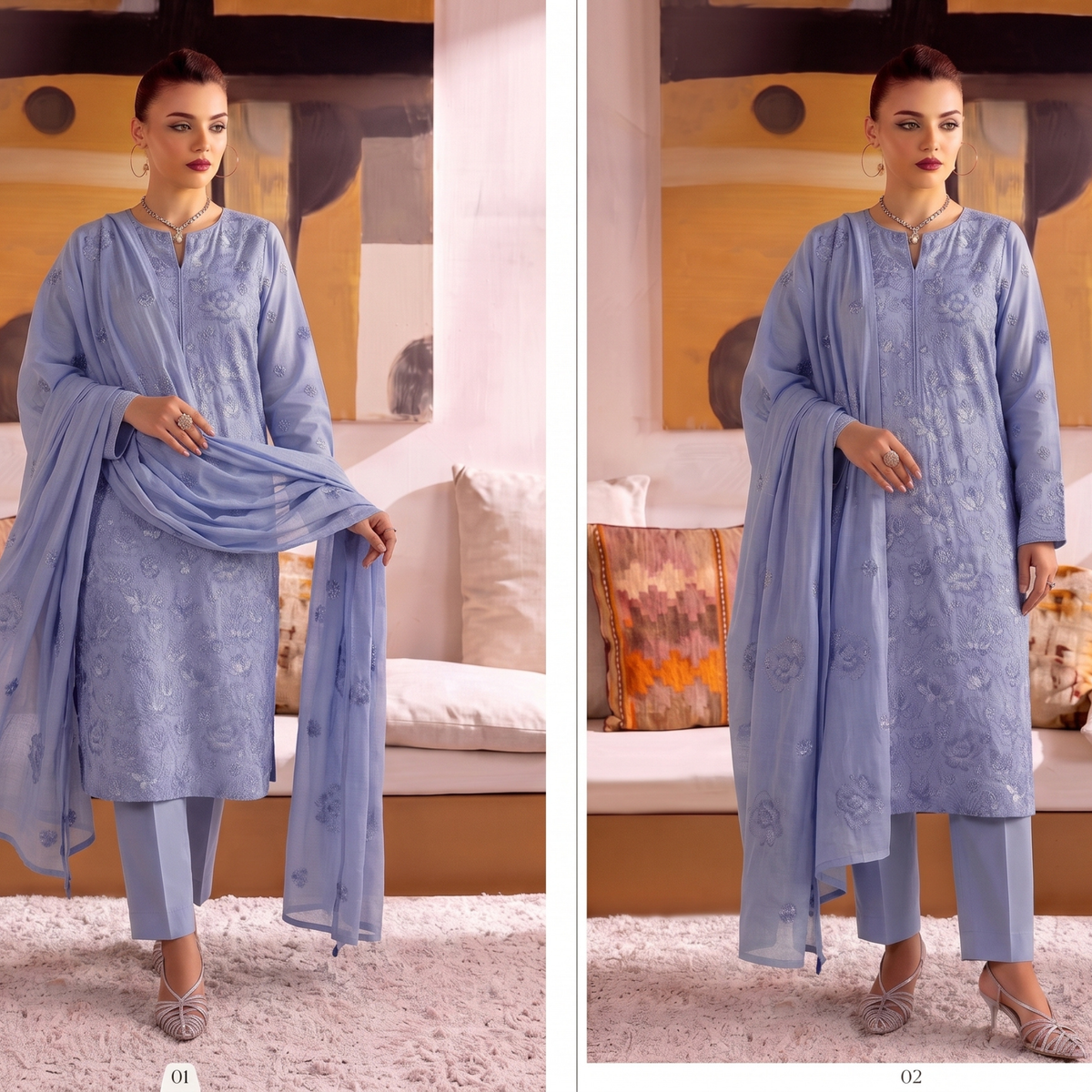 Embroidered 3-Piece Unstitched Suit