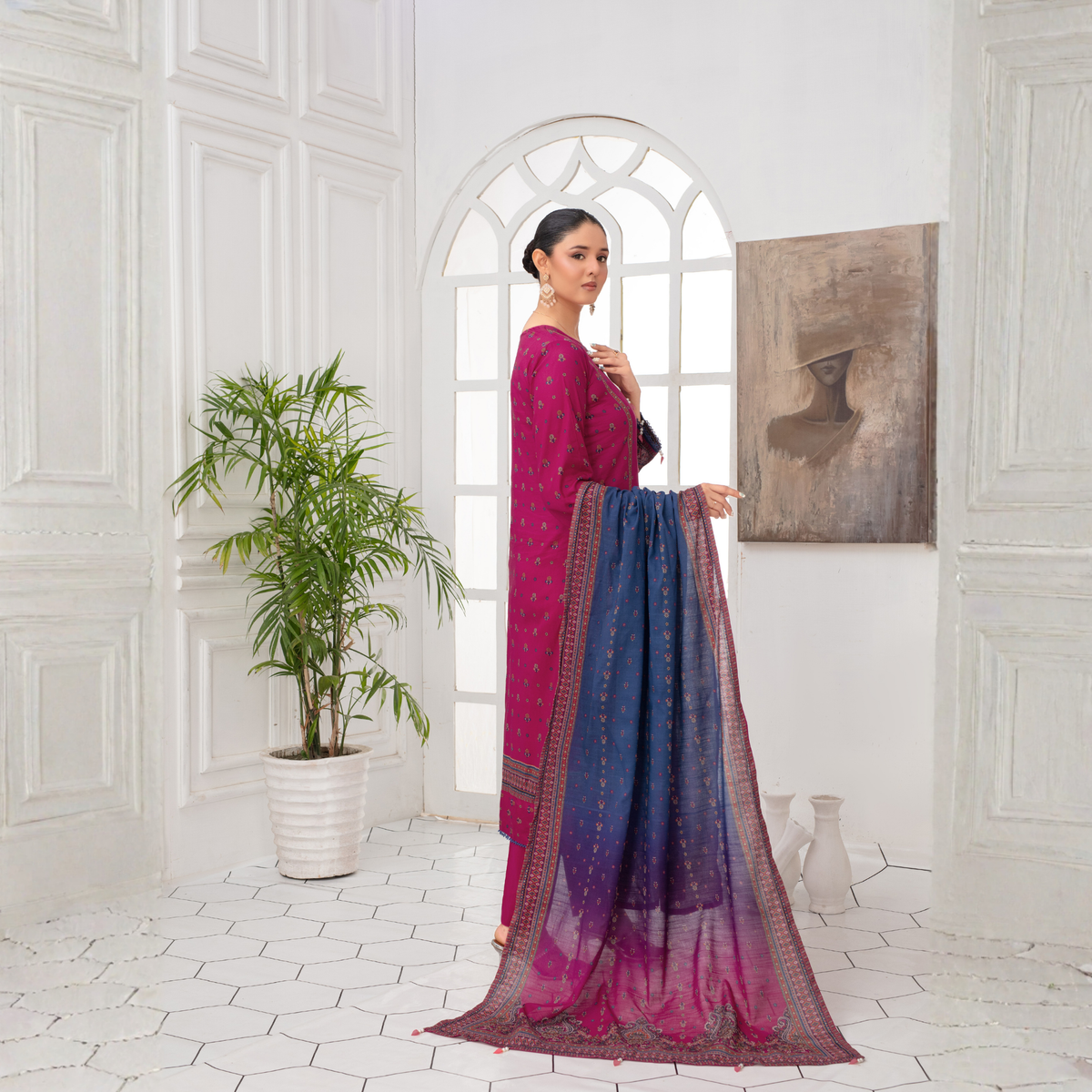 Popus by MGM Textiles – "Royal Indigo" Stitched 3-Piece Printed Lawn Suit