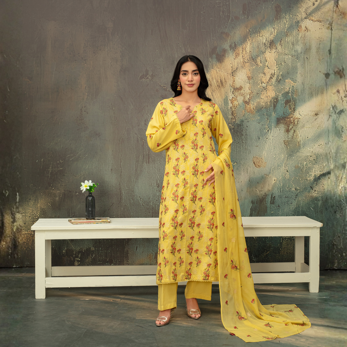 Popus Embroidered Soft Karandi Collection – 3 Pc Unstitched Dress