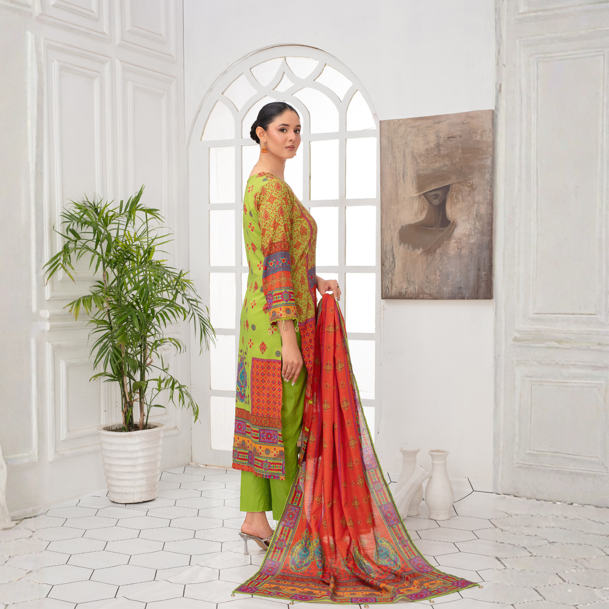 Popus by MGM Textiles – "Vibrant Mosaic" Stitched 3-Piece Printed Lawn Suit