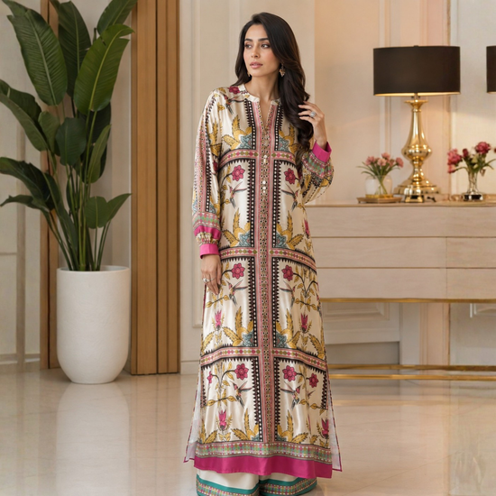 POPUS by MGM Textile – Blushing Vintage Silk Tunic 2-Piece
