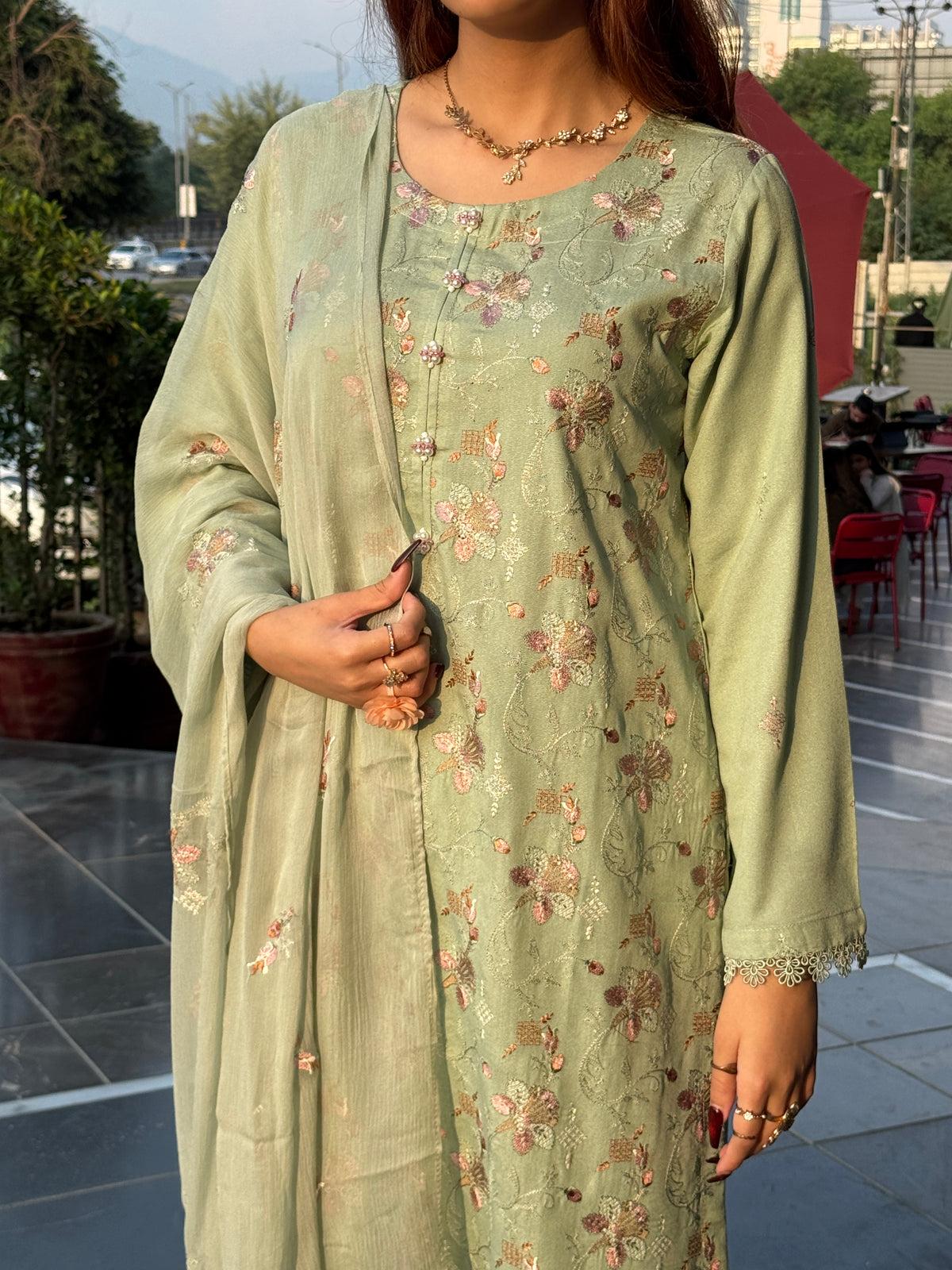 Gul-e-Pista Embroidered  3 Pc Suit By Popus