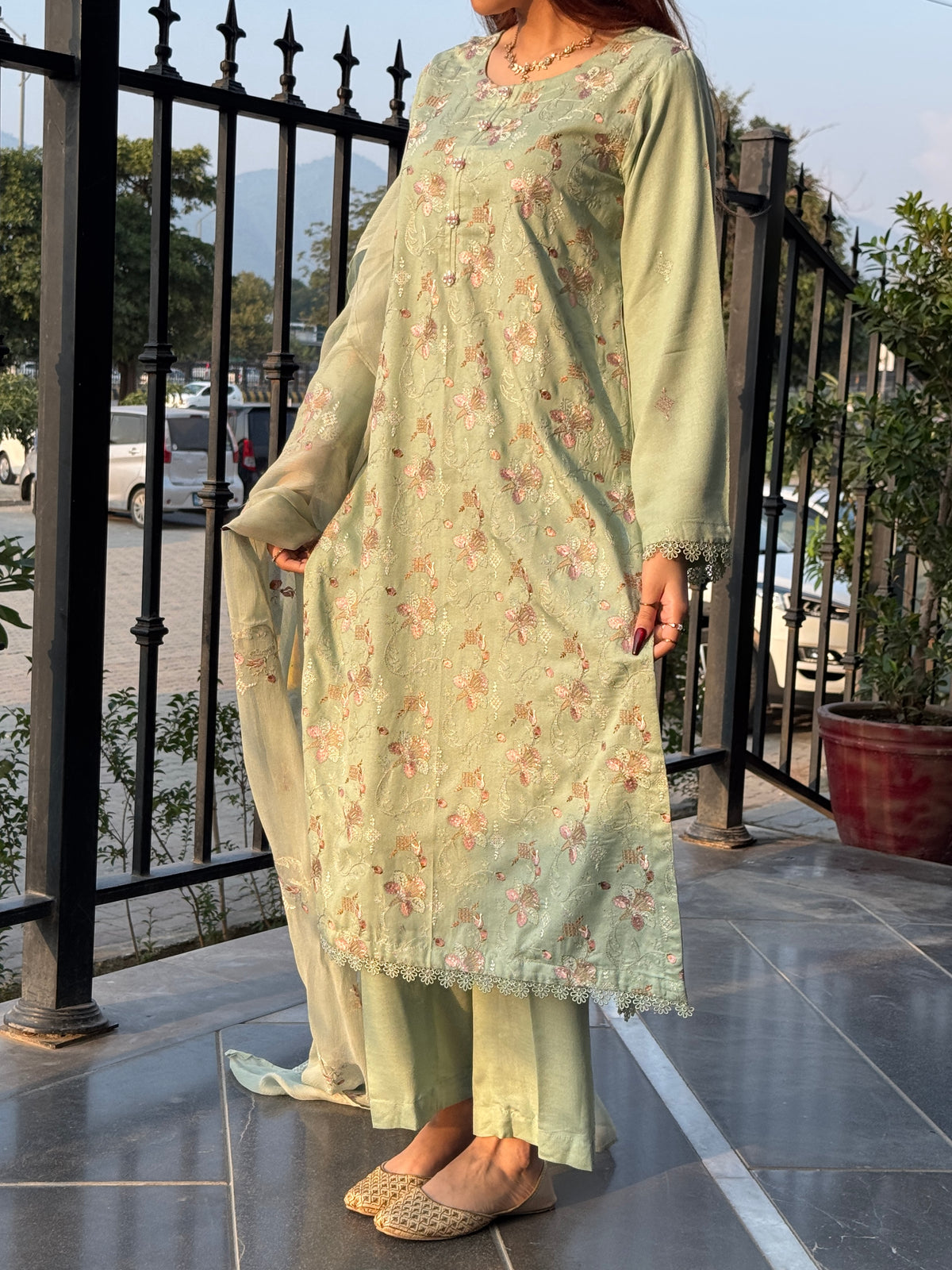 Gul-e-Pista Embroidered  3 Pc Suit By Popus