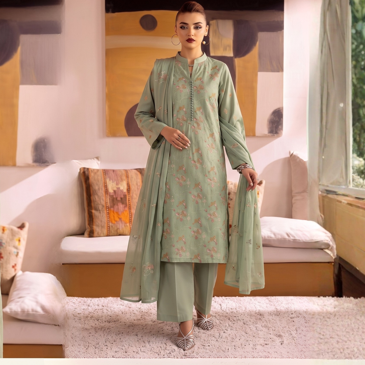 Embroidered 3-Piece Unstitched Suit