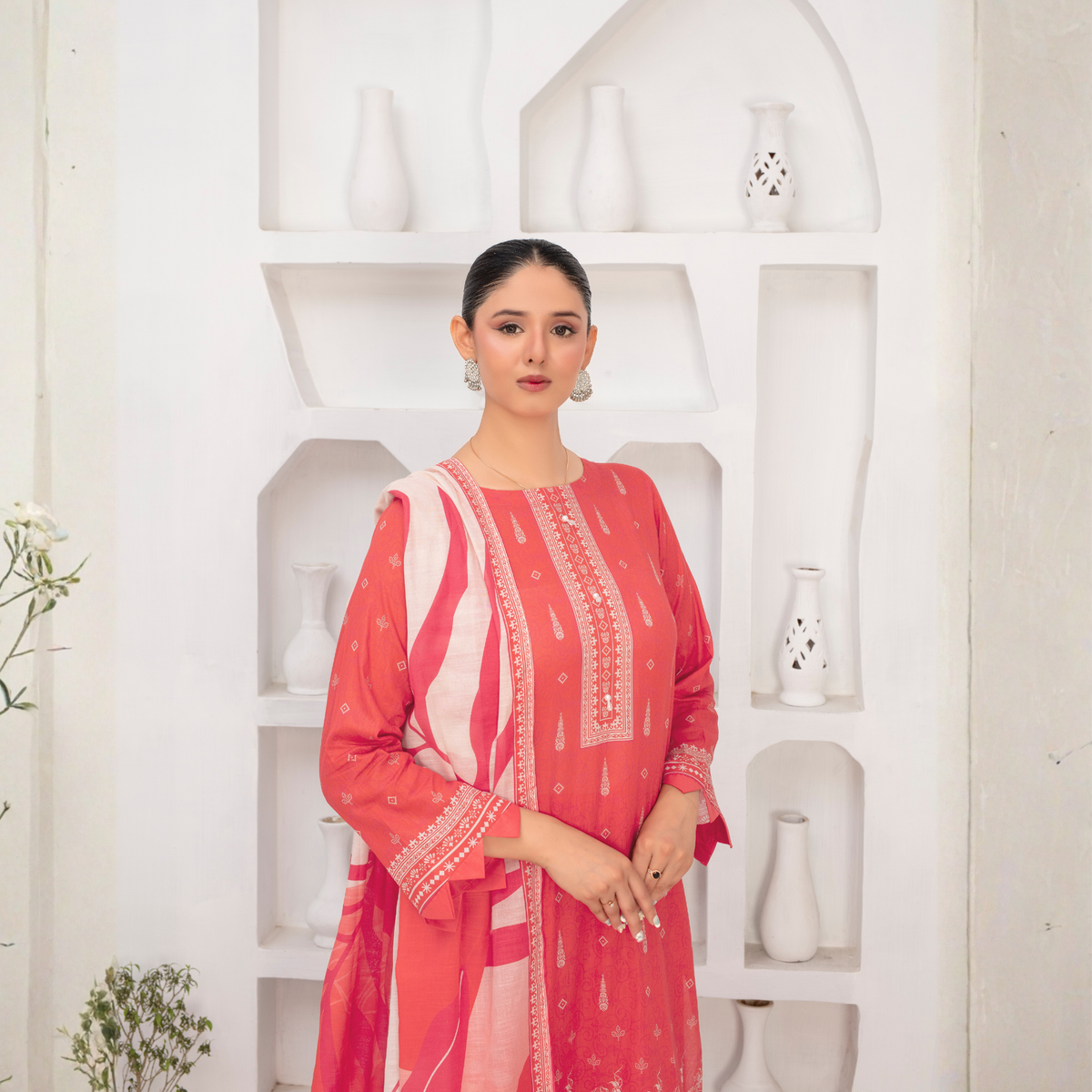 Popus by MGM Textiles – "Coral Bloom" Stitched 3-Piece Printed Lawn Suit