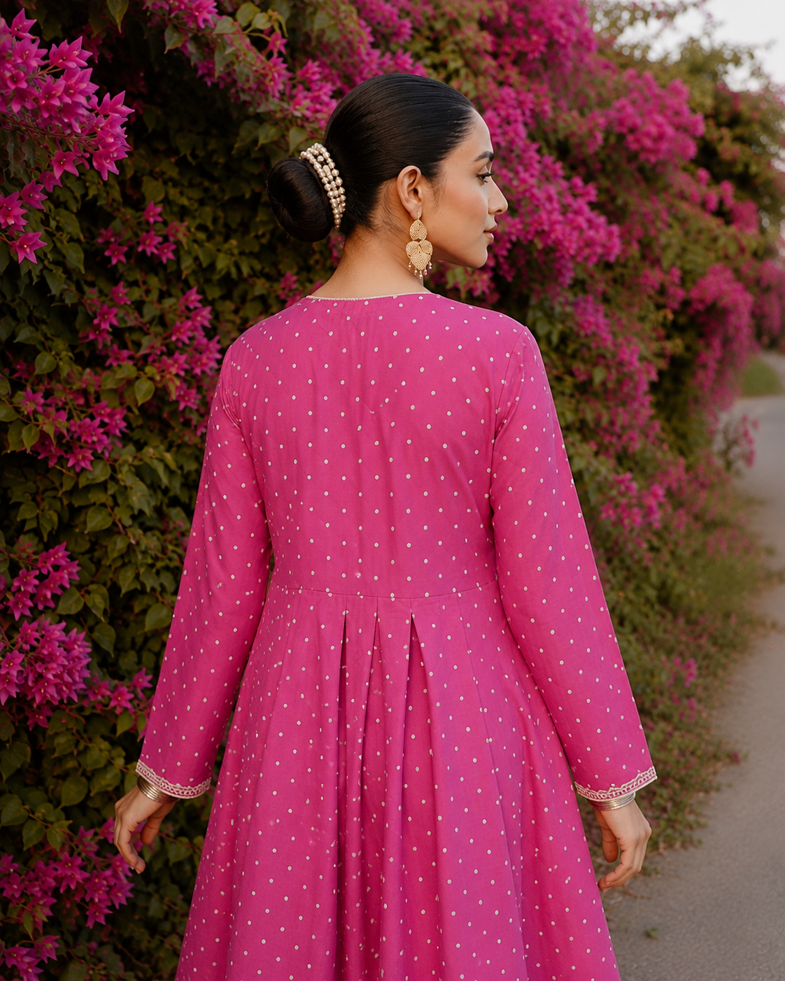 Popus – Magenta Bloom Stitched 2-Piece Cotton Lawn Maxi