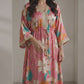 POPUS by MGM Textile – Blush Coral Floral Silk Kaftan Set